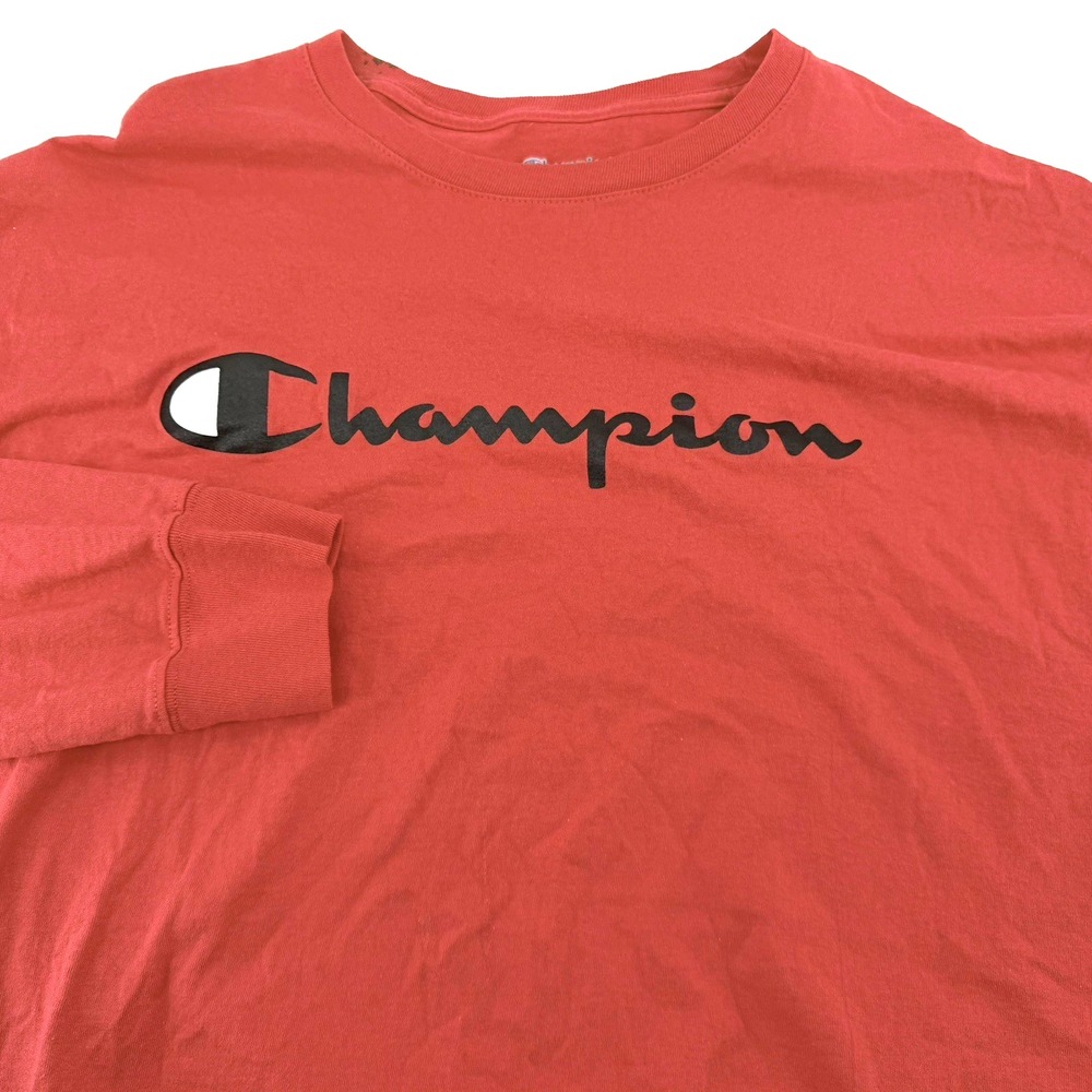 Champion TShirt Men's Size XL Classic Graphic Long Sleeve Bright Red lightweight